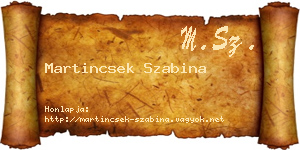Martincsek Szabina névjegykártya